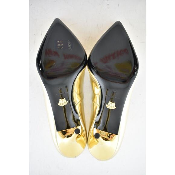 Versace Medusa Head Palazzo Tribute Gold Metallic Patent Leather Heel Pump 38 - Picture 8 of 8